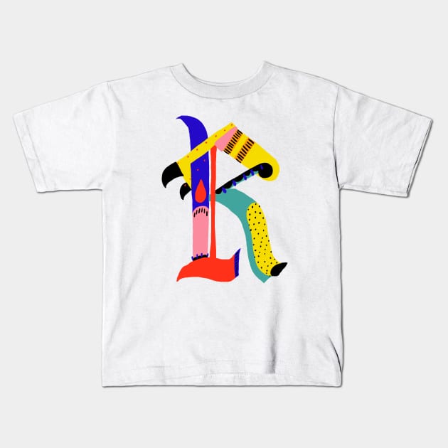 R Letter Kids T-Shirt by ezrawsmith